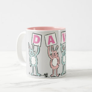 4 Letter-naam Fun Rabbit Design Tweekleurige Koffiemok