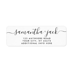 4 LINES Modern Wedding Stylish Return Address Etiket