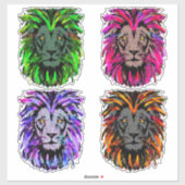 4 Lion head stickers - Lion stickers (Feuille)