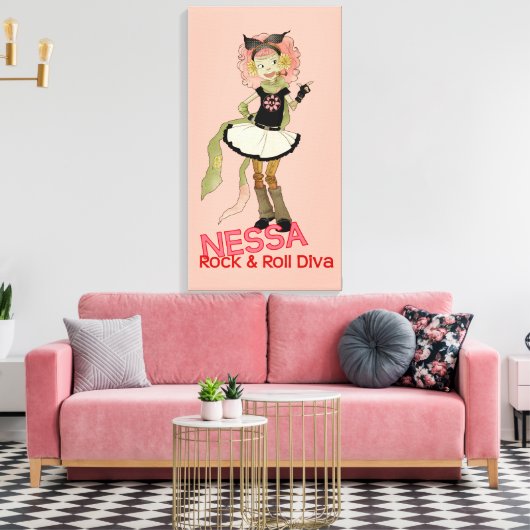 4 Little Monsters - Nessa Canvas Afdruk (Insitu (Woonkamer))