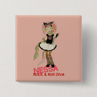 4 Little Monsters - Nessa Vierkante Button 5,1 Cm