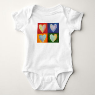 4 Love Hearts Art personnalisé Body Manches Courte