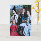 4 Maagdenmartelaars in een tuin (detail; M 070)-ka Kaart (Gele Bloem)