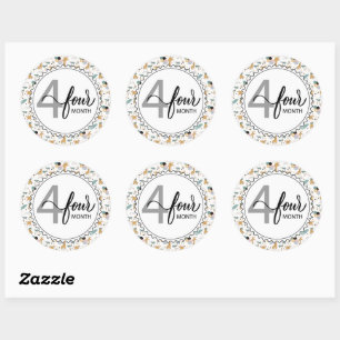 4-maands-Baby Giraffes en ballonnen Ronde Sticker