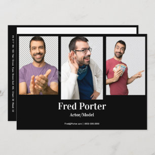 4 Modèle de la carte comp photo d'un acteur mascul