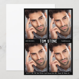 4 Modèle photo Acteur carte Comp Modèle noir