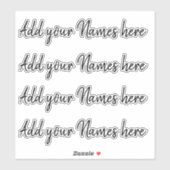 4 Modern Custom Name Laptop Stickers Set Black (Feuille)