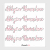 4 Modern Custom Name Laptop Stickers Set Pink (Feuille)