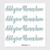 4 Modern Custom Name Laptop Stickers Set Teal (Feuille)