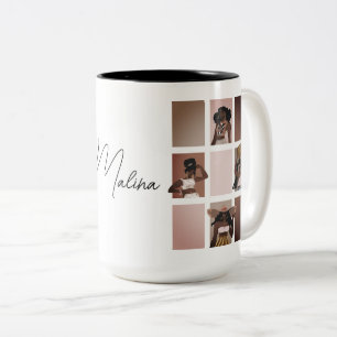 4 mooie zwarte dames boho chique art stijl naam tweekleurige koffiemok