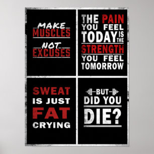 4 Motivatie Poster voor fitness collage