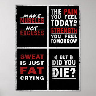 4 Motivatie Poster voor fitness  collage