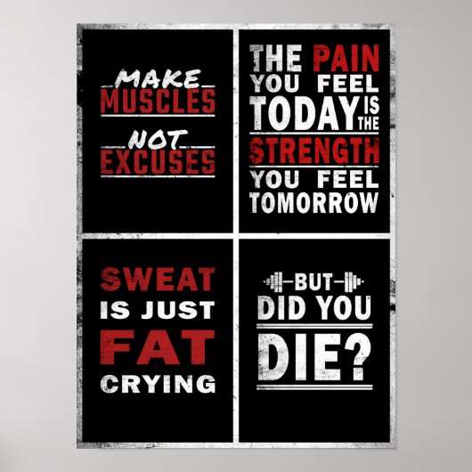 4 Motivational Gym Fitness Poster Collage (Devant)