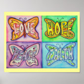 4 Mots Papillon Ailes d'Art Inspirationnel Affiche (Devant)