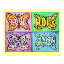 4 Mots Papillon Ailes d'Art Inspirationnel Affiche