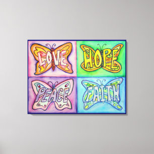 4 Mots Papillon ailes de toile enveloppé Peinture