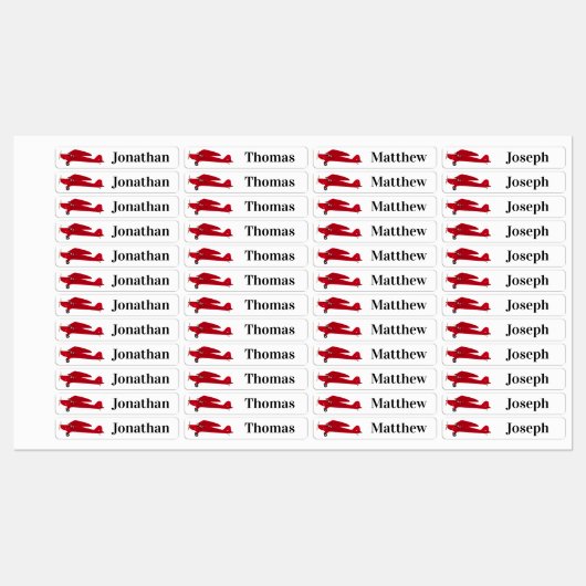 4 Noms Différents Fer D'Avion En Étiquette (Feuille)