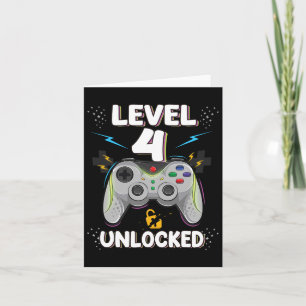 4 Ontgrendelde Videogame 4e Verjaardag Gamer Cadea Kaart