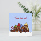 4 ours invitation à la fête de Noël familiale (Debout devant)