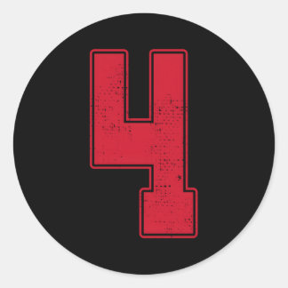 4 overzicht nummer 4 varsity fan sportteam grijs j ronde sticker