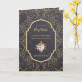 4 pages BAPTISM Invitation et programme OR Ornate (Fleur jaune)