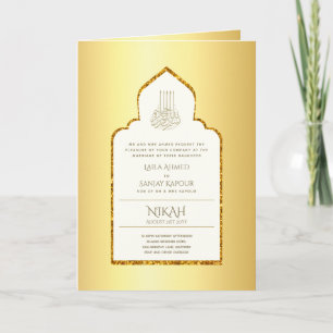 4 pagina GOLD  Islamic NIKAH WALIMA Weddenschap C Kaart