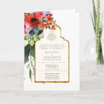 4 pagina NIKAH WALIMA Noite Red Floral Islamic Wed