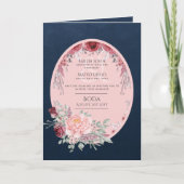 4 pagina's Spaanse BODA uitnodiging Navyblauw Roze (Voorkant)