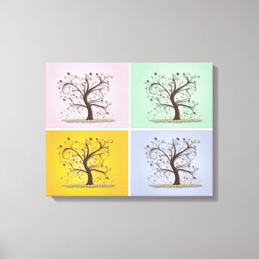 4-panelbomen met vier sockets canvas afdruk (Voorkant)