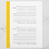 4 par page - Pages à 2 faces jaunes de recette (Dos)