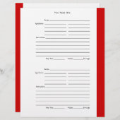 4 par page - Pages de recette recto-verso rouge (Devant / Derrière)