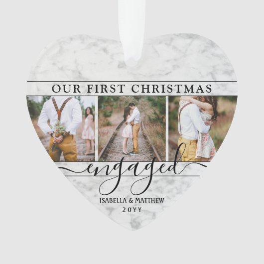 4 Photo 1er Noël Engagé Faux Marble Heart (devant)