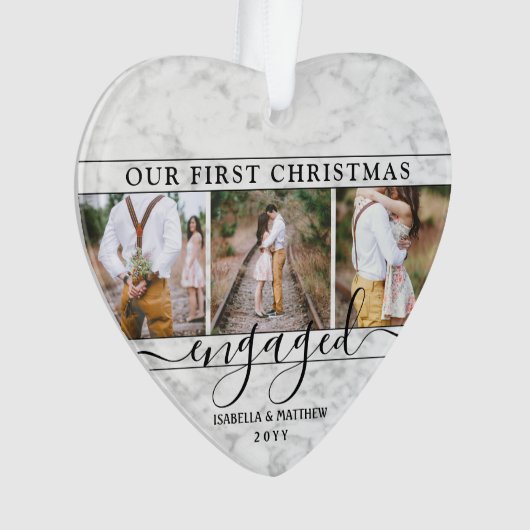 4 Photo 1er Noël Engagé Faux Marble Heart (devant)