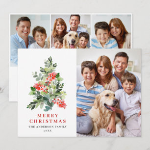 4 PHOTO Arbre de Noël Holly Berry Carte de vœux