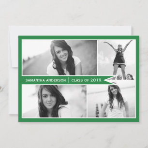 4 Photo Banner Afstuderen Invitation - Green Kaart