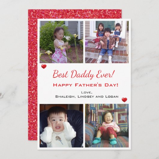 4 Photo Best Daddy Ever Fête des pères Carte de va (Devant / Derrière)