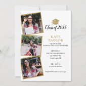 4 Photo Black And Gold Graduation Party Invitation (Devant)