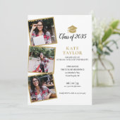 4 Photo Black And Gold Graduation Party Invitation (Debout devant)