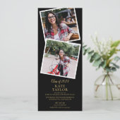 4 Photo Black And Gold Graduation Party Invitation (Debout devant)