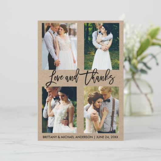 4 Photo Brush Script Love Merci Mariage Kraft (Debout devant)