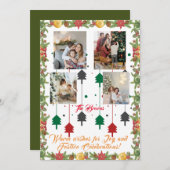 4 Photo Collage Famille Carte de Noël Vert (Devant / Derrière)