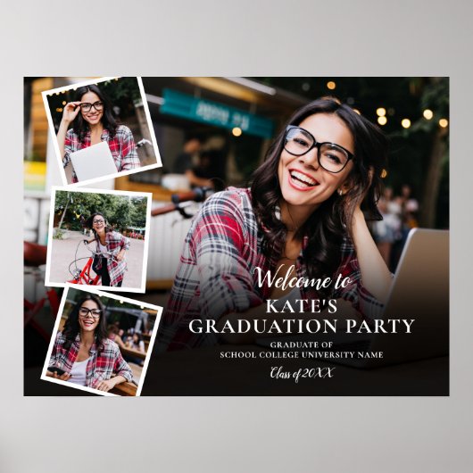 4 Photo Collage Graduation Party Affiche de bienve (Devant)