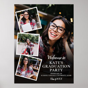 4 Photo Collage Graduation Party Affiche de bienve