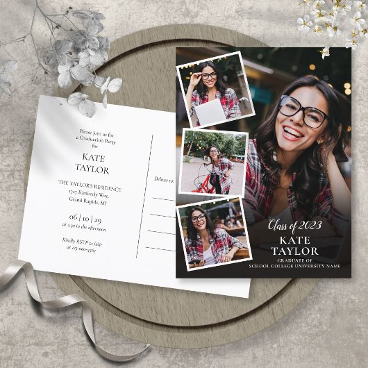 4 Photo Collage Graduation Party Invitation