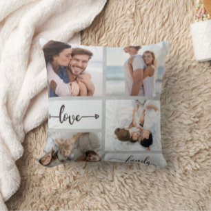 4 Photo Collage Imprimer Coussin blanc moderne