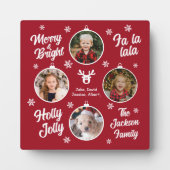 4 Photo Collage Noël Baubles Plaque rouge (Devant)
