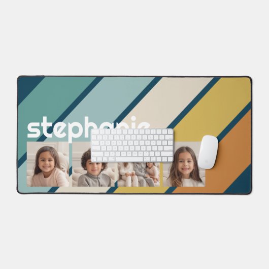 4 Photo Collage Retro Bande - bleu et or (Clavier et souris)