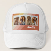 4 Photo Collage - Retro Stripes - dikke naam Trucker Pet (Voorkant)