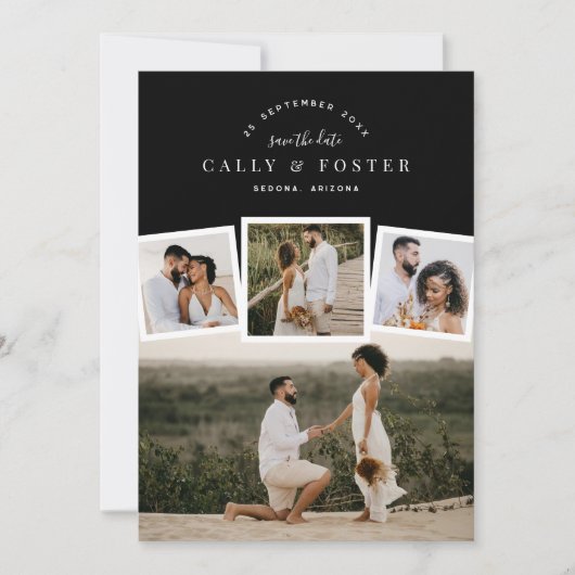 4 Photo Collage Save the Date Announcement Card  (Devant)