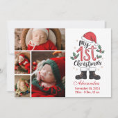 4 Photo Cute Santa Baby 1st Christmas Feestdagenkaart (Voorkant)